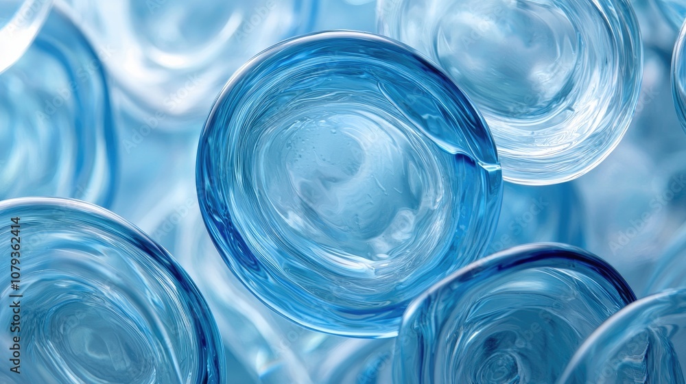 Glass Circles With Blue Background Glass Circles With Blue Background