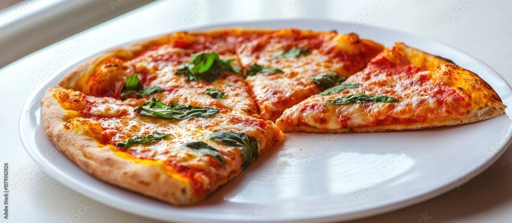 Fresh Pizza On The White Plate Fresh Pizza On The White Plate