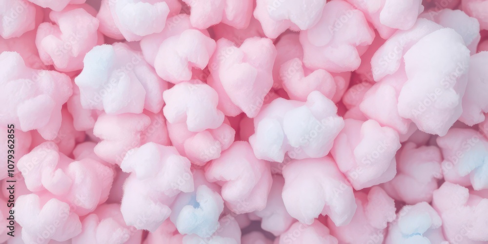 Fototapeta premium Soft pastel colored cotton candy in shades of pink, blue, and purple creating a dreamy and whimsical background, blue, pastel