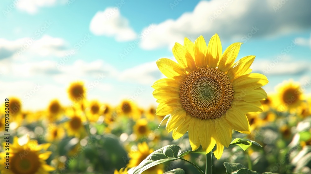 Sunflowers blooming in a vibrant agricultural field on a bright summer day Sunflowers blooming in a vibrant agricultural field on a bright summer day