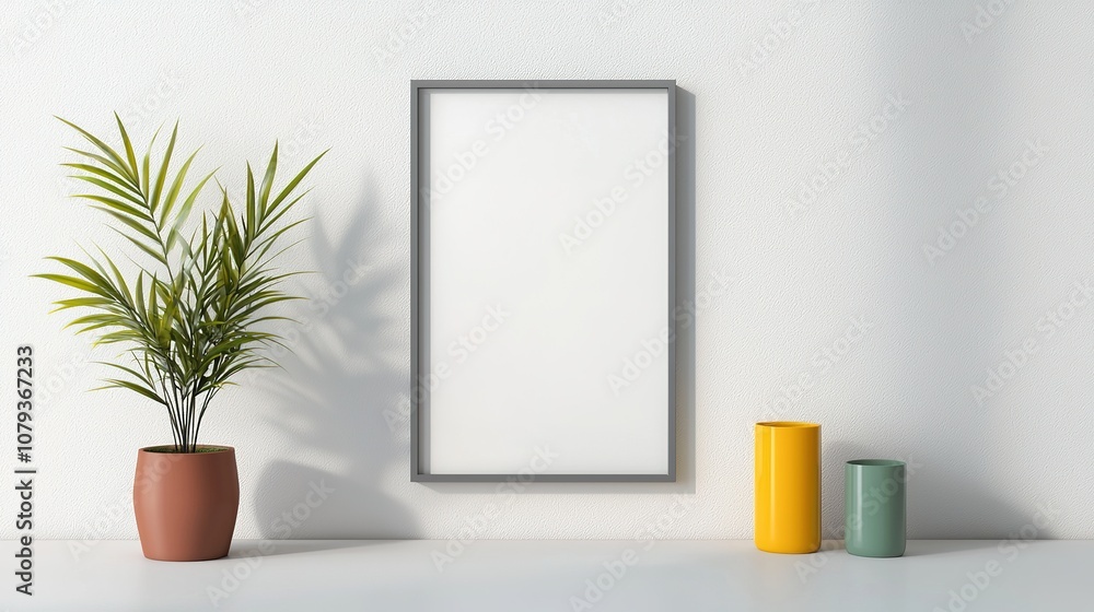 Poster frame mockup with colorful design Poster frame mockup with colorful design