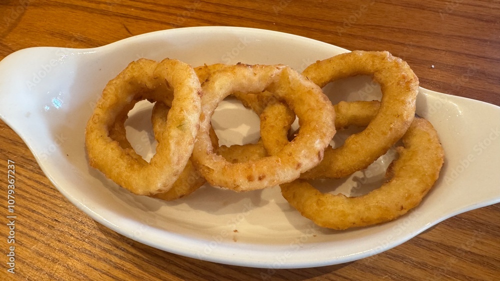 Onion Rings in White Dish Onion Rings in White Dish