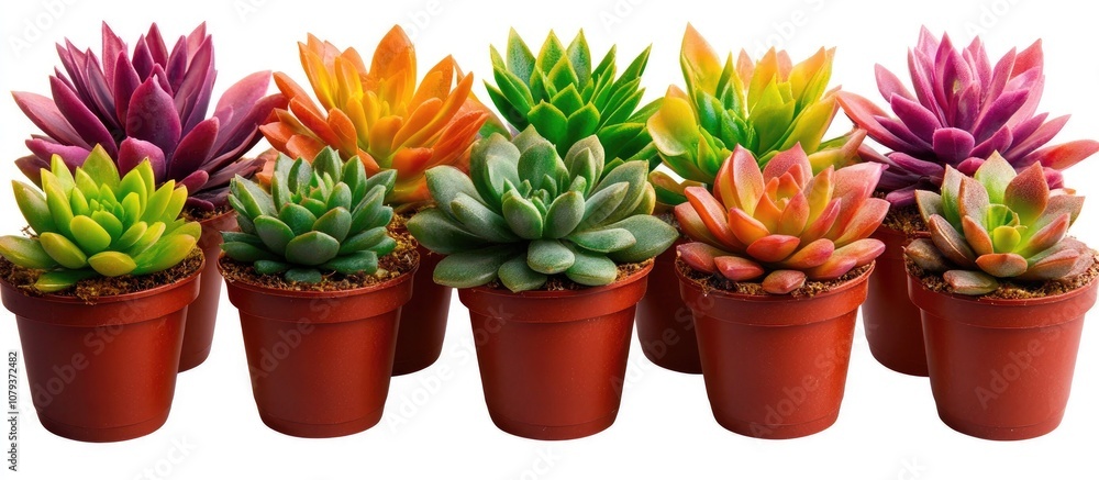 Fresh succulent potted plants isolated on a clean background ideal for home decoration and indoor gardening Fresh succulent potted plants isolated on a clean background ideal for home decoration and indoor gardening