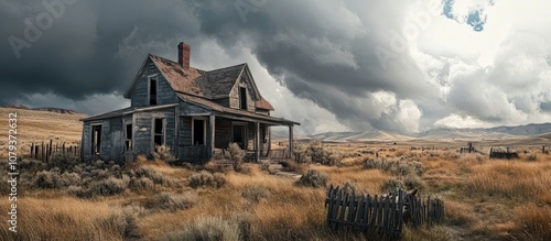 Forgotten houses nestled in a desolate landscape depicting the impact of depopulation and abandonment
