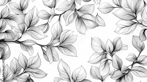 Elegant seamless pattern with intricate botanical s , premium, botanic, seamless, background,floral, leaves, organic, elegant. Botanical. Illustration photo