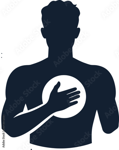 Silhouette of Person with Hand Over Heart