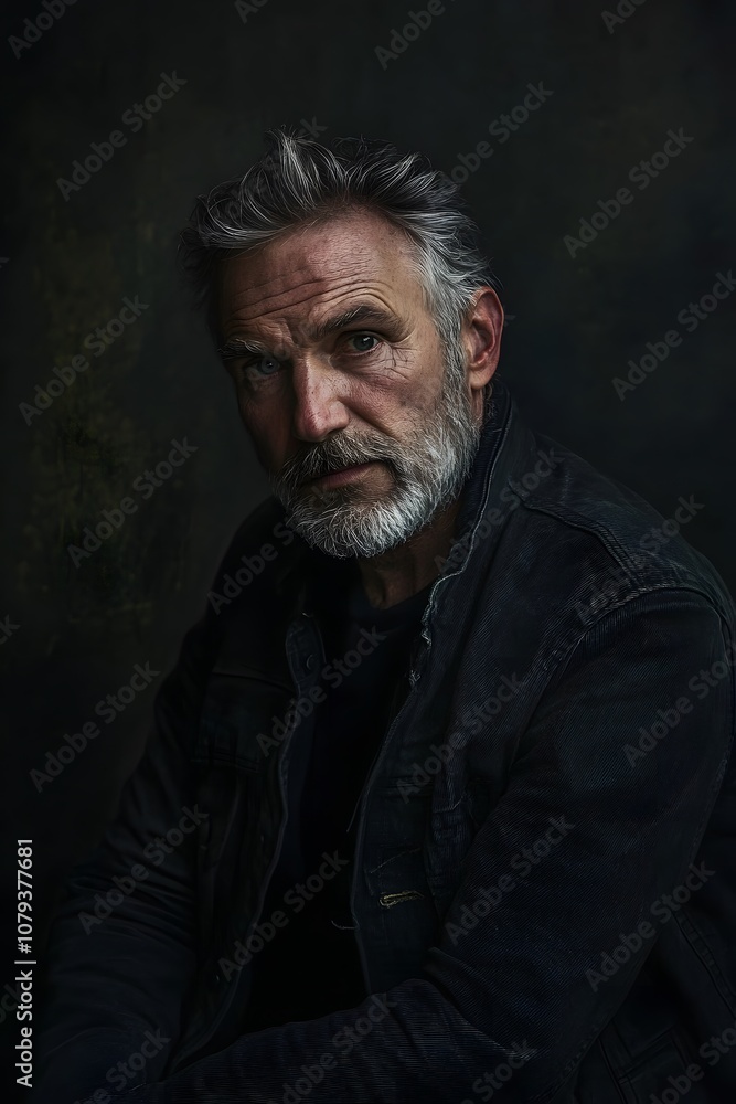 Obraz premium A portrait of a man with a deep thoughtful look sitting