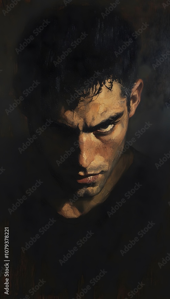 A portrait of a man with an intense gaze A portrait of a man with an intense gaze
