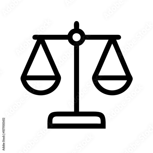 Vector icon representing the scales of justice symbolizing fairness and equality in legal systems, commonly used in law offices, courtrooms, and legal-related contexts