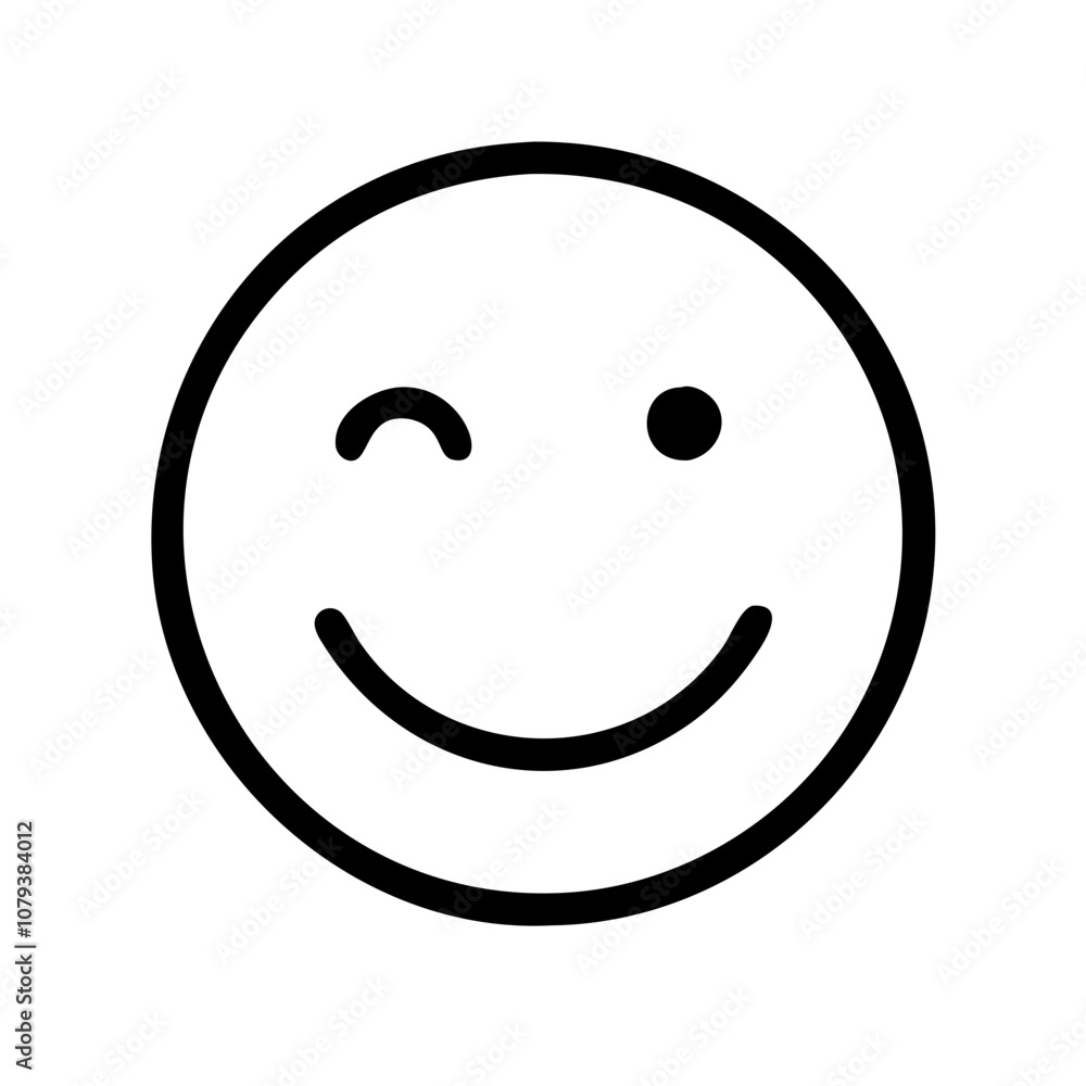 Fototapeta premium A cheerful vector icon featuring a smiley face design with a wink, ideal for expressing positive emotions in digital communications or creative projects