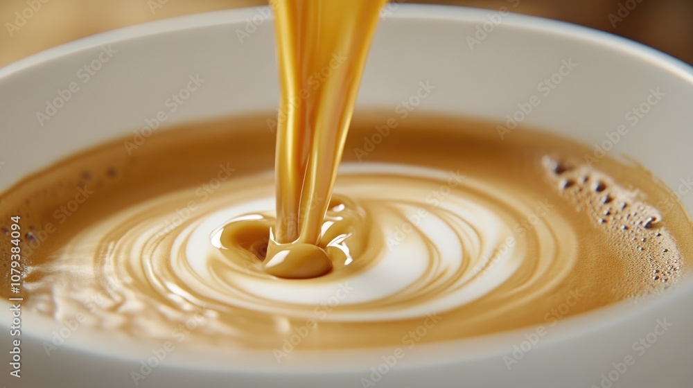 Artistic Latte Pour with Smooth Swirls in Espresso Artistic Latte Pour with Smooth Swirls in Espresso