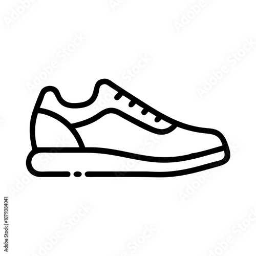 Simple vector icon of a modern running shoe design showcasing its contours, laces, and sporty style for athletic activities or casual wear