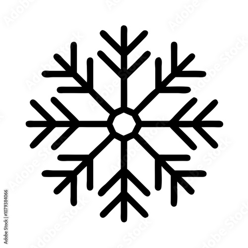 A detailed vector icon of a snowflake symbolizing winter, cold temperatures, and seasonal changes suitable for various design applications