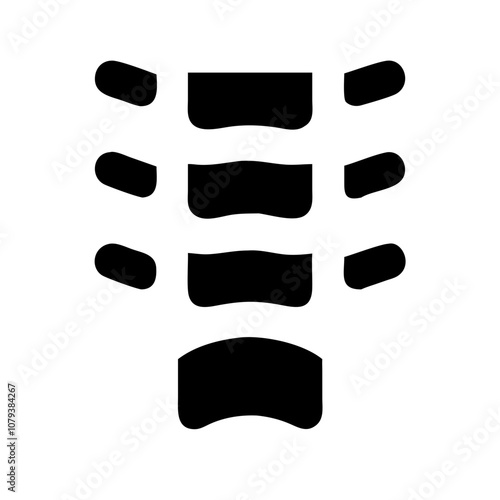 Abstract black vector icon representing a stylized ribcage design suitable for medical illustrations, anatomy diagrams, or fitness-related graphics, created for a clean and modern aesthetic