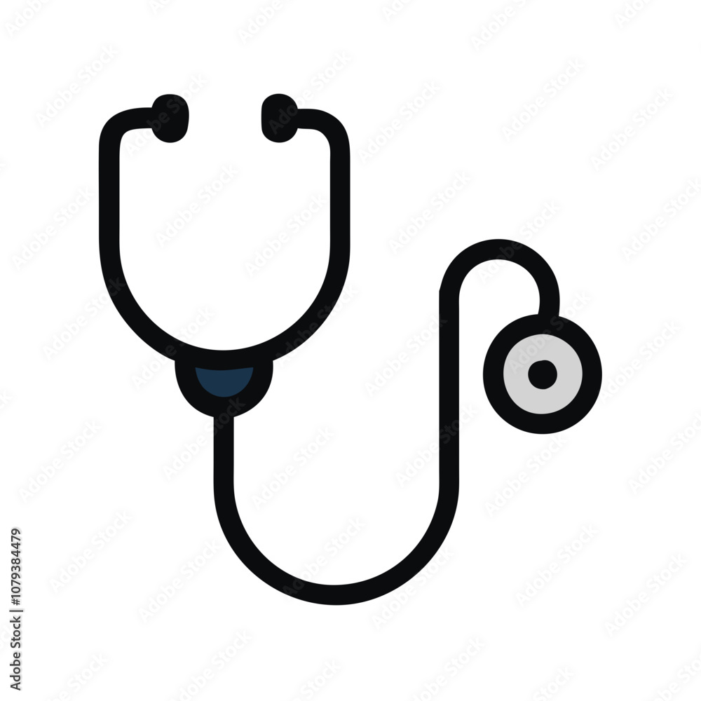 Stylized vector icon depicting a stethoscope, a crucial instrument in medical examinations showing the connection between healthcare professionals and patient diagnostics Stylized vector icon depicting a stethoscope, a crucial instrument in medical examinations showing the connection between healthcare professionals and patient diagnostics