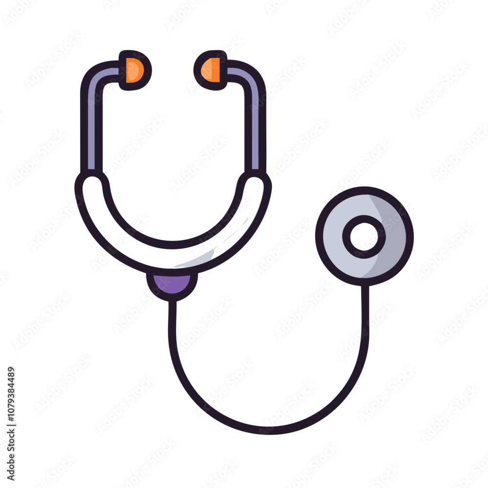 A detailed vector icon of a stethoscope, typically used in medical contexts to listen to heartbeats and monitor patient health during examinations A detailed vector icon of a stethoscope, typically used in medical contexts to listen to heartbeats and monitor patient health during examinations