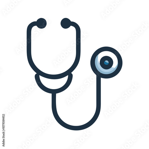 Vector icon of a stethoscope designed for medical and healthcare themes, representing physicians and patient care in a professional context