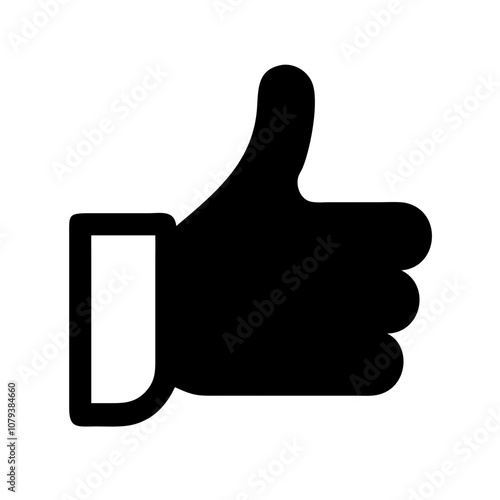 A simple vector icon depicting a thumbs up gesture, commonly used to express approval or agreement in various digital and print formats