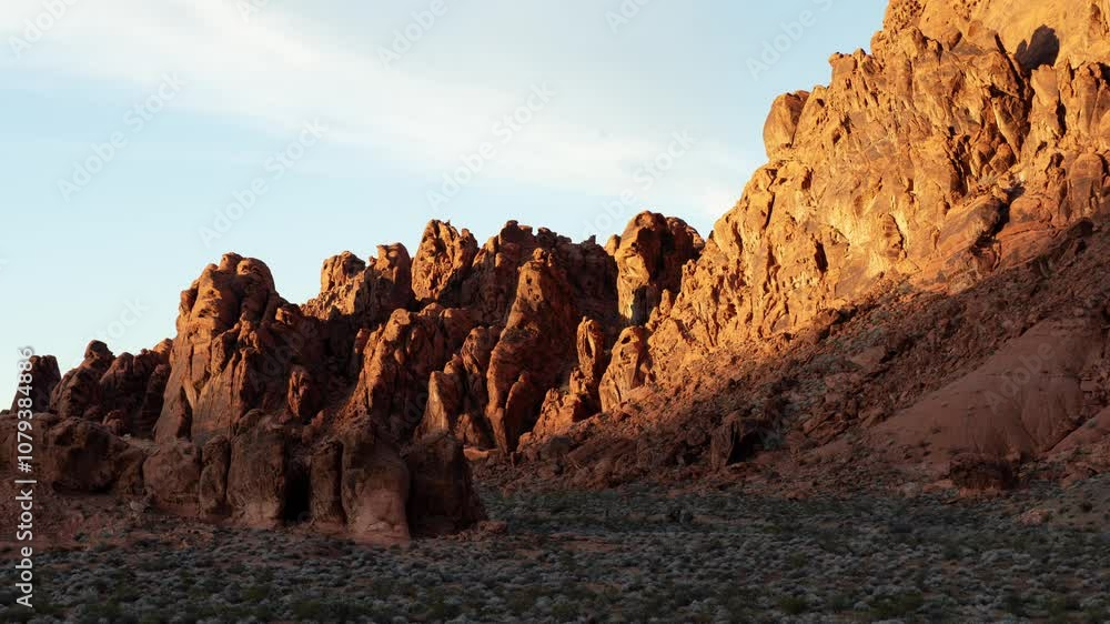 Red sunset colored cliffs at Valley of Fire State Park, Nevada, USA Red sunset colored cliffs at Valley of Fire State Park, Nevada, USA