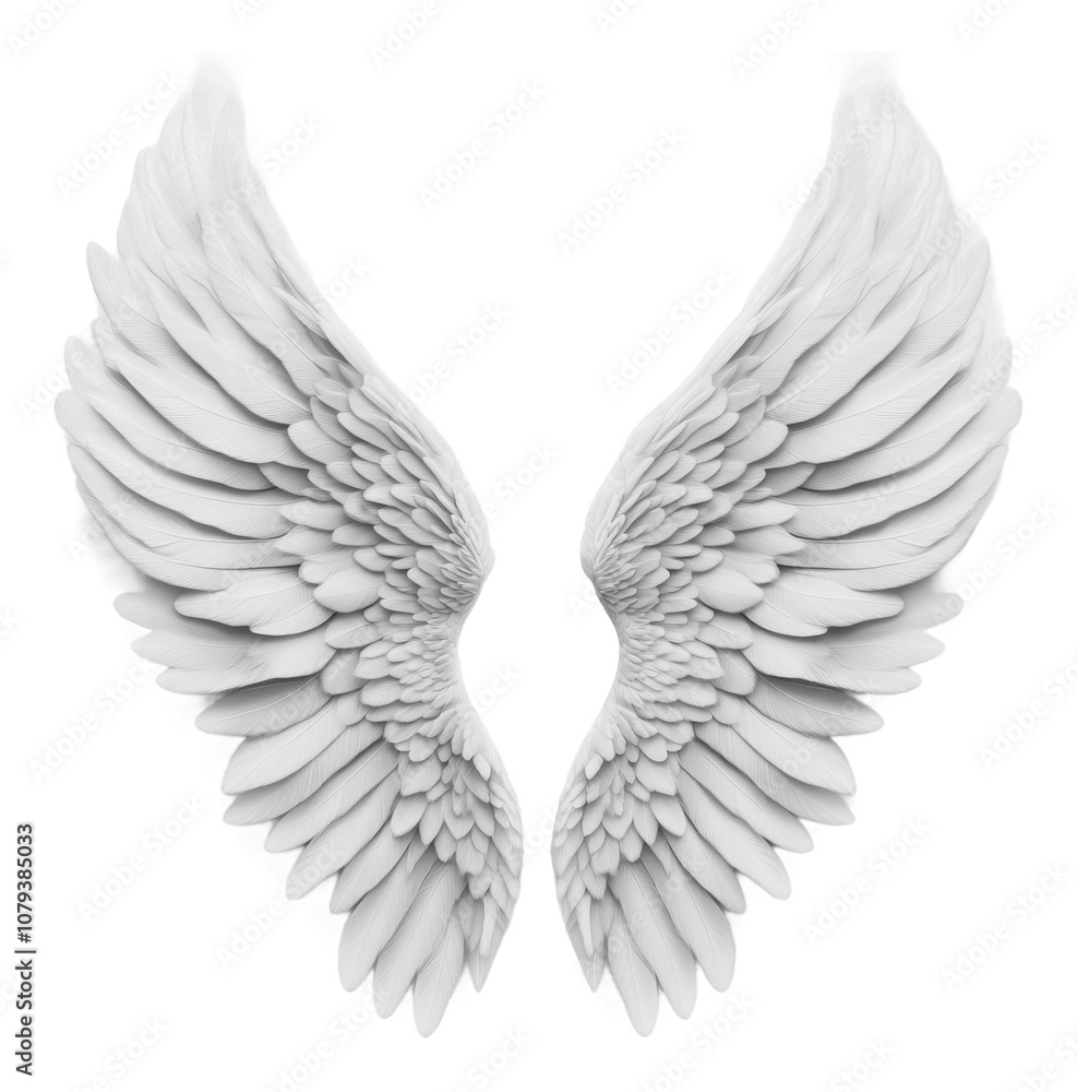 Obraz premium PNG White angel wings on plain backdrop