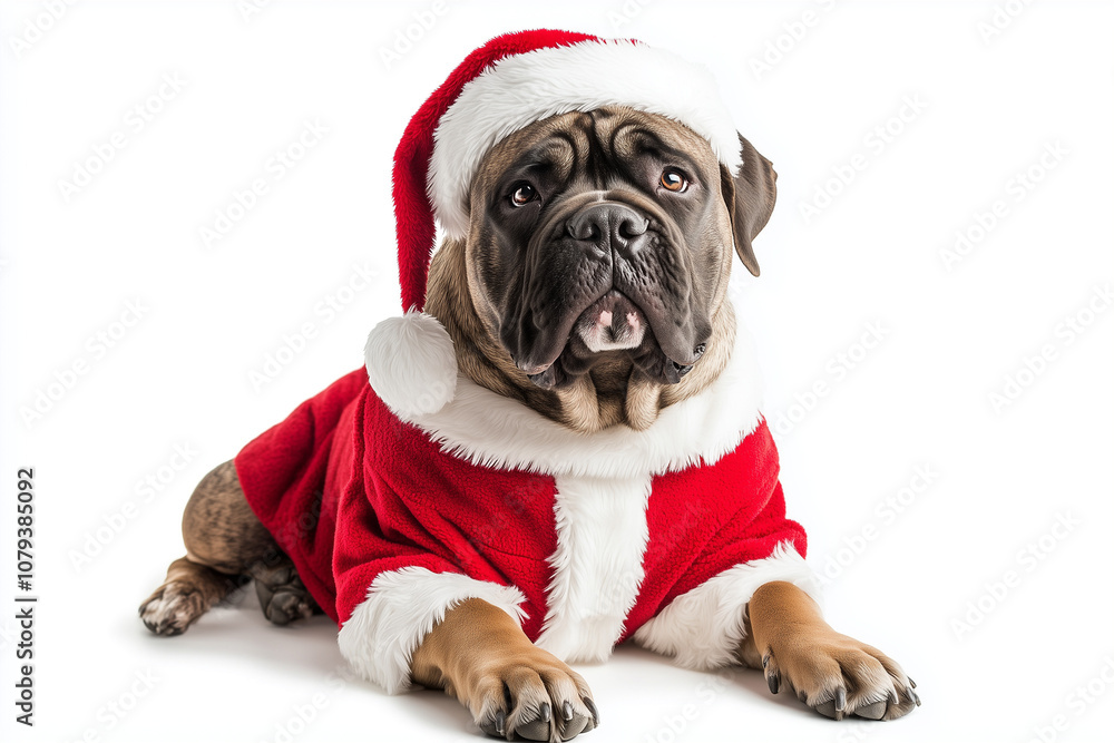 American Mastiff dog dressed as Santa Claus American Mastiff dog dressed as Santa Claus
