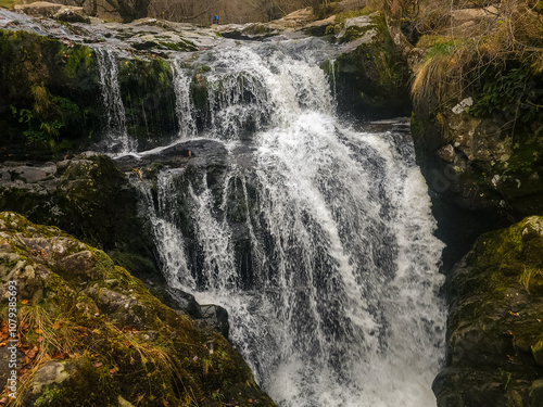 Aira Force waterfalls in the Lake District National Park, England in Autumn photo