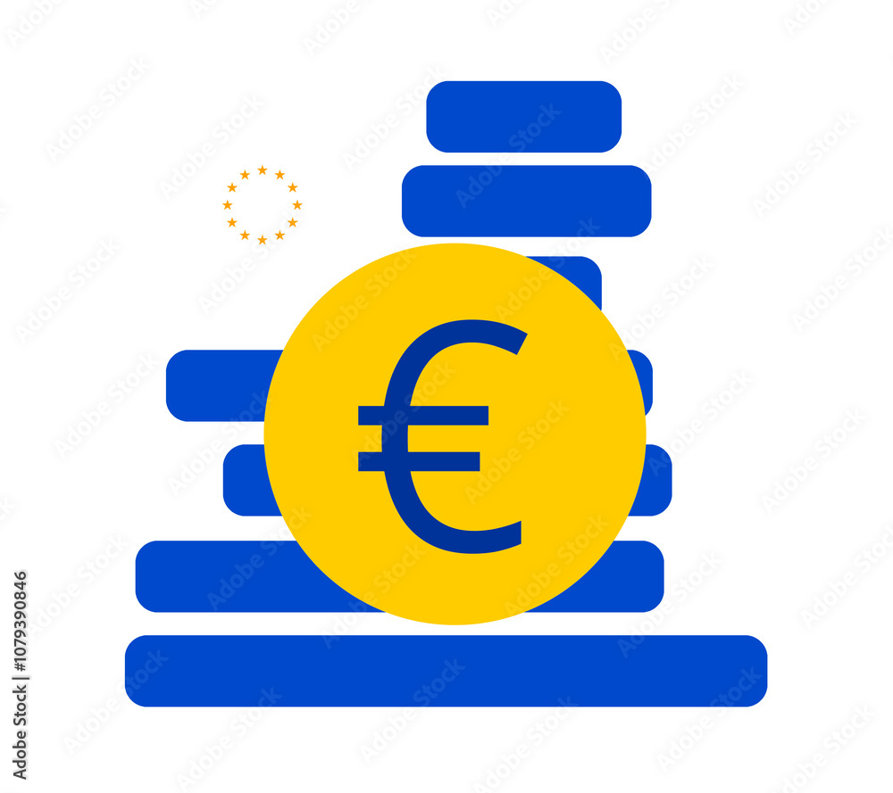 shape of Europe, the European Union and the EUR € currency symbol, creative symbol icon, isolated shape of Europe, the European Union and the EUR € currency symbol, creative symbol icon, isolated
