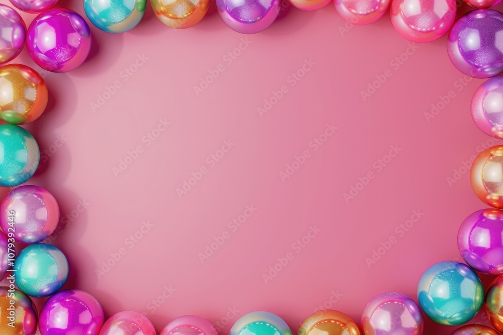 a frame of Colorful Beads with a pink background. a frame of Colorful Beads with a pink background.