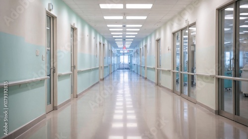 blur image background of corridor in hospital or clinic image 