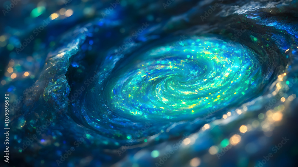 Sparkling blue-green swirled opal gemstone close-up. illustration Sparkling blue-green swirled opal gemstone close-up. illustration