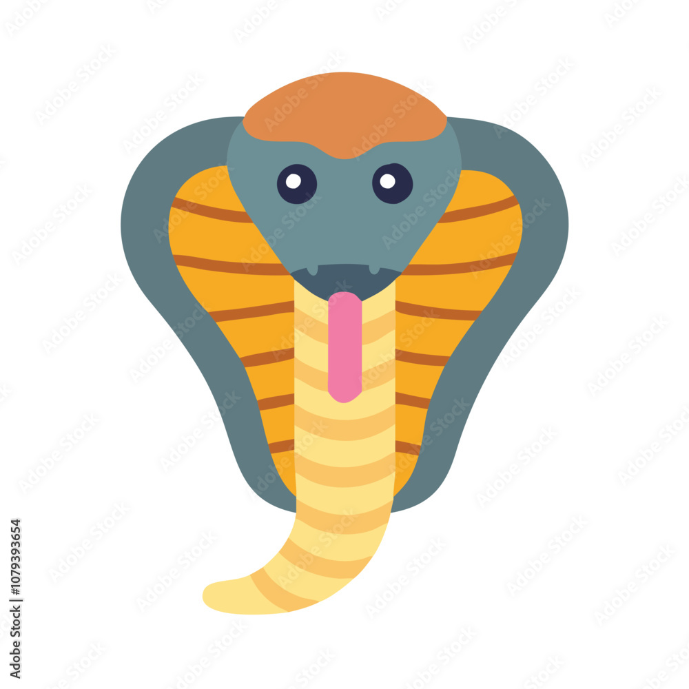 Fototapeta premium Cobra snake icon, playful, showing tongue, in vector style