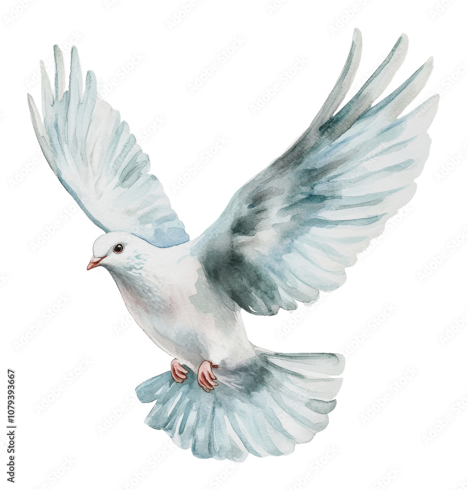 Obraz premium PNG A white dove in mid-flight with outstretched wings