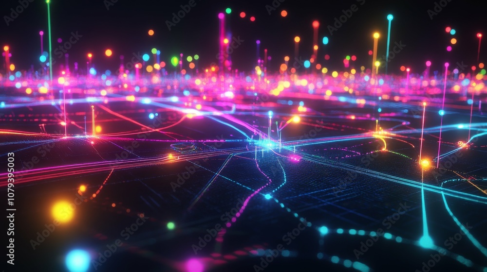 Obraz premium Abstract City Network Visualization