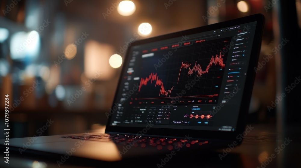 Stock Market Trends on Laptop Screen Stock Market Trends on Laptop Screen