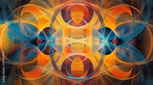 Entanglement: An abstract image showing the infinite connections and complexity of quantum physics through circles and lines interlocking.