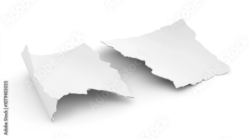 Torn sheet of paper split in two on a white background photo