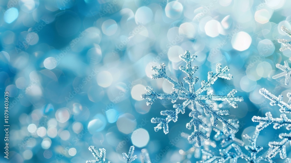 Delicate snowflakes and bokeh lights create a serene winter wonderland texture and background option Delicate snowflakes and bokeh lights create a serene winter wonderland texture and background option