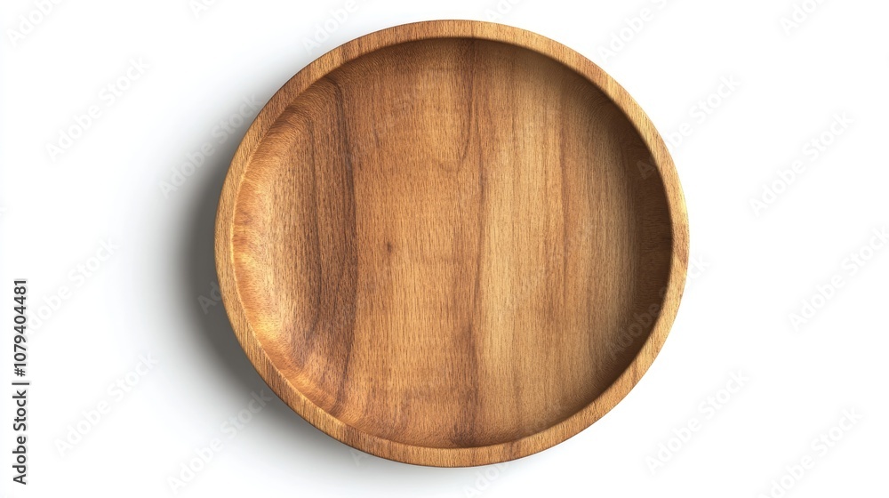Isolated top view of a wooden plate on a white background Isolated top view of a wooden plate on a white background