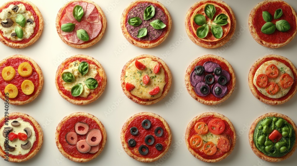 Aromatic vegan pizza displayed on a neutral surface captured from an overhead perspective Aromatic vegan pizza displayed on a neutral surface captured from an overhead perspective