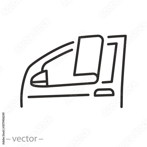 car tinting icon, sticking film for car, sun protection film for auto window, line sign on white background - vector illustration