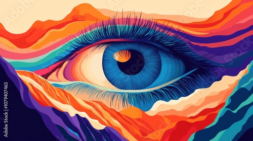 Macro Shot Of Vibrant Landscape Seen Through Human Eye Colors And Textures Resembling Unknown Territories Ecology Concept