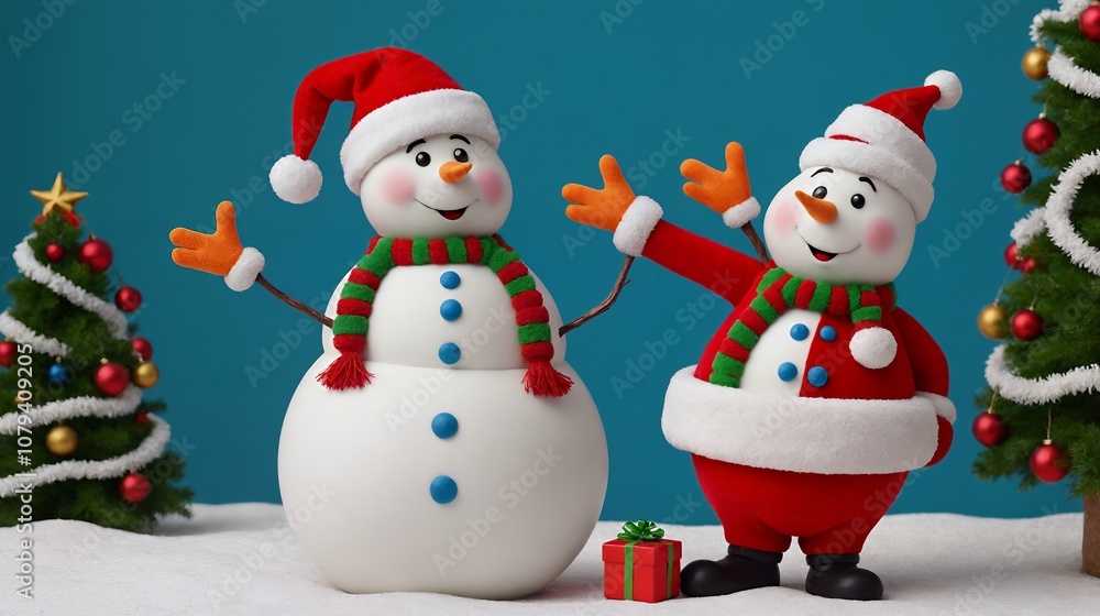 High-resolution Christmas images with snowmen and decorative items illustration design image. Merry Christmas Greeting Card. High-resolution Christmas images with snowmen and decorative items illustration design image. Merry Christmas Greeting Card.