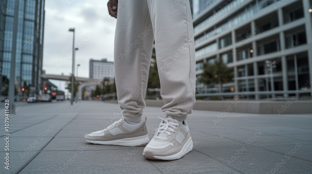 Fashion-forward footwear stands poised on an urban sidewalk, highlighting a contemporary style statement amidst city life’s hustle and concrete backdrop. Fashion-forward footwear stands poised on an urban sidewalk, highlighting a contemporary style statement amidst city life’s hustle and concrete backdrop.
