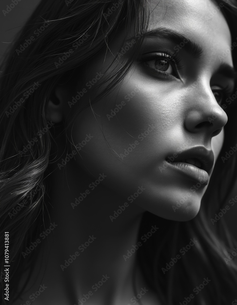 Portrait of Kurdish-Russian Woman in Dramatic Black and White Lighting Portrait of Kurdish-Russian Woman in Dramatic Black and White Lighting