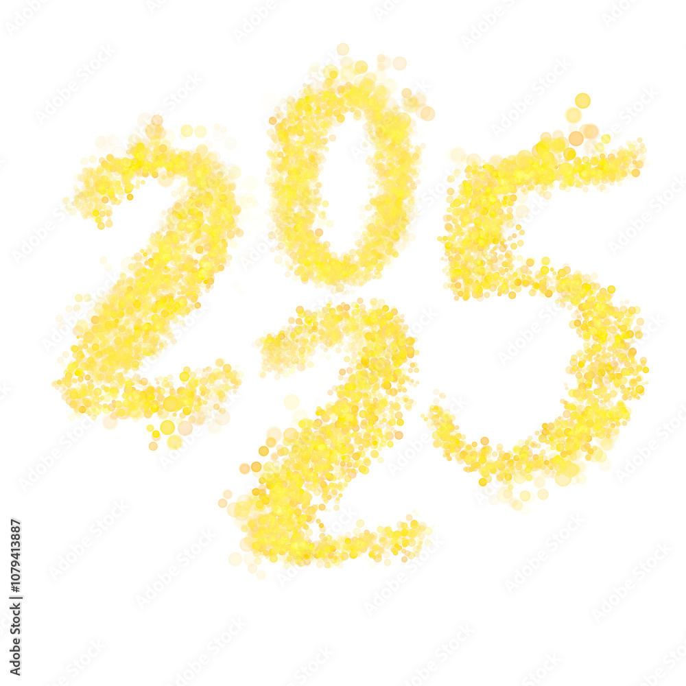 Decorative gold number 2025 with glitter Decorative gold number 2025 with glitter