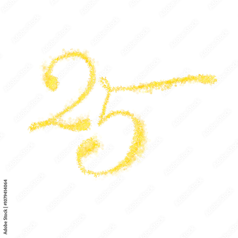 Naklejka premium Number 25 celebration golden sparkles