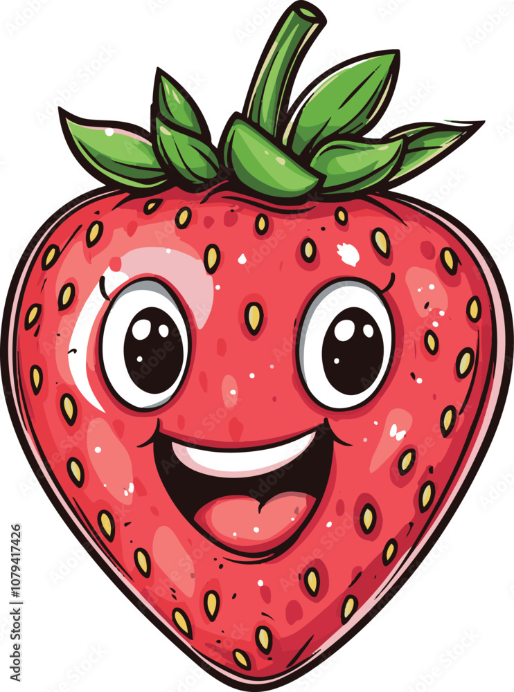 Obraz premium illustration of strawberry with a smile
