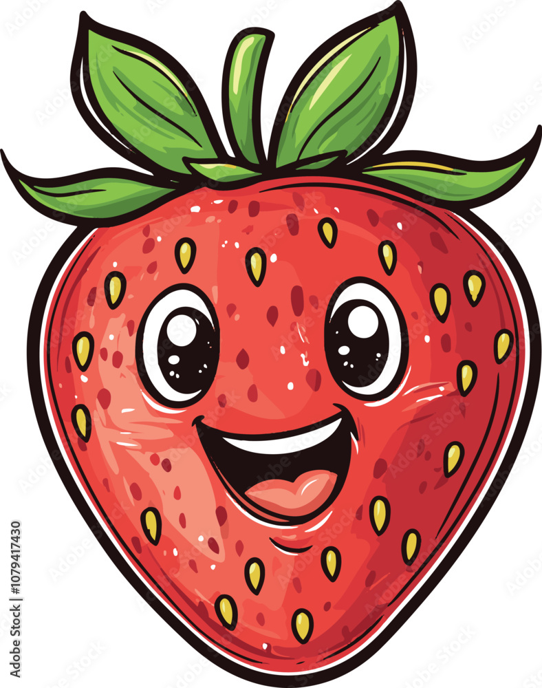 Obraz premium illustration of strawberry with a smile