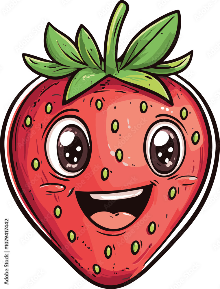 Obraz premium illustration of strawberry with a smile