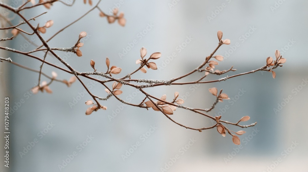 Bare branches with soft brown leaves embrace simplicity, set against a muted background, evoking a gentle autumn mood. Bare branches with soft brown leaves embrace simplicity, set against a muted background, evoking a gentle autumn mood.